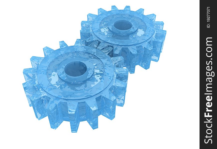 Two Blue gear wheel isolated
