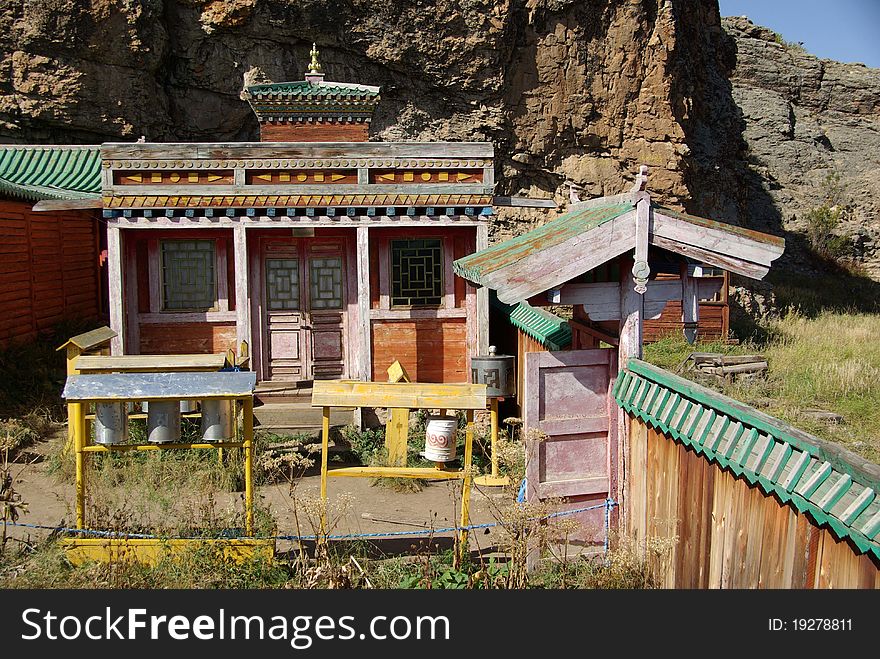 A buddhist monastery in Mongolia, in Asia. A buddhist monastery in Mongolia, in Asia