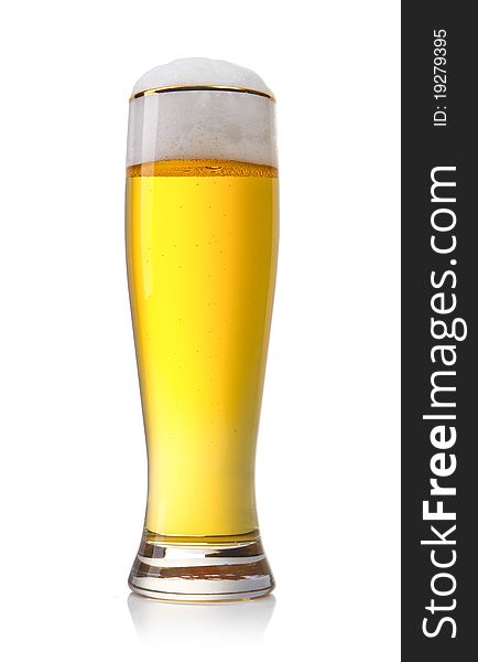 Beer into glass isolated on white. Beer into glass isolated on white