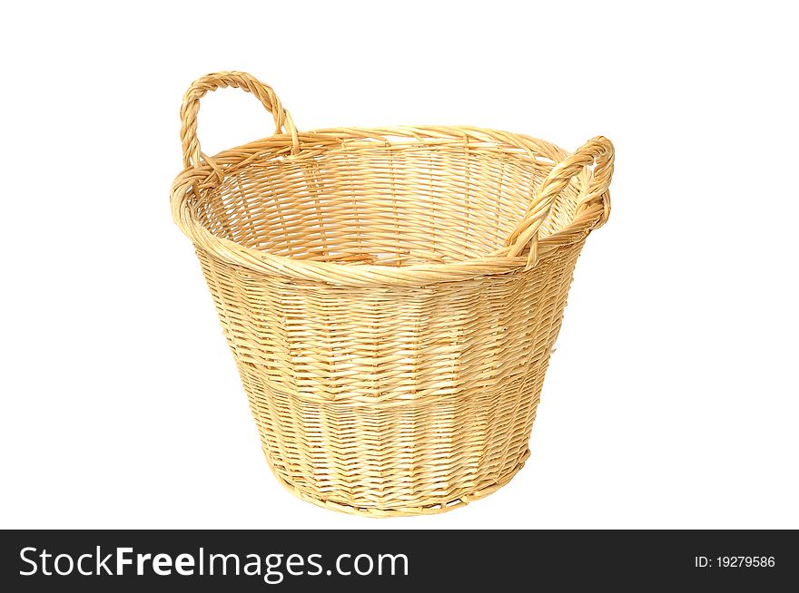 Wicker Basket With Handles For Carrying.