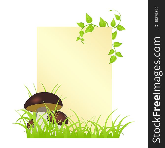 A letter and mushrooms. Vector illustration, isolated on a white.