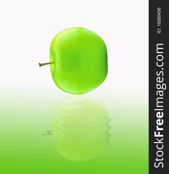 A green apple isolated on white background.