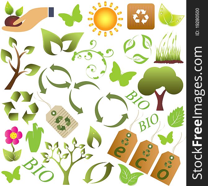 Eco and environment friendly symbols. Eco and environment friendly symbols