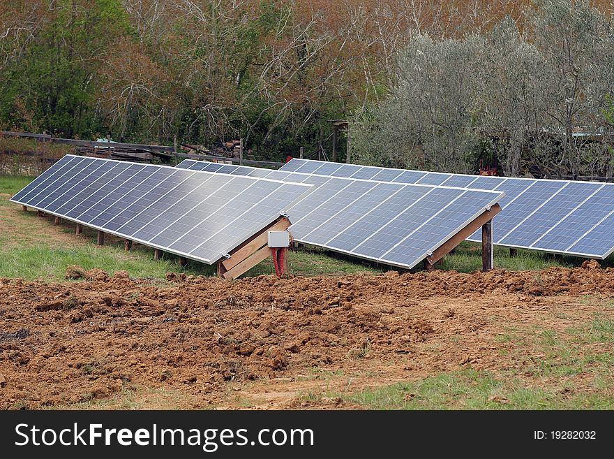 Solar panels in a feild