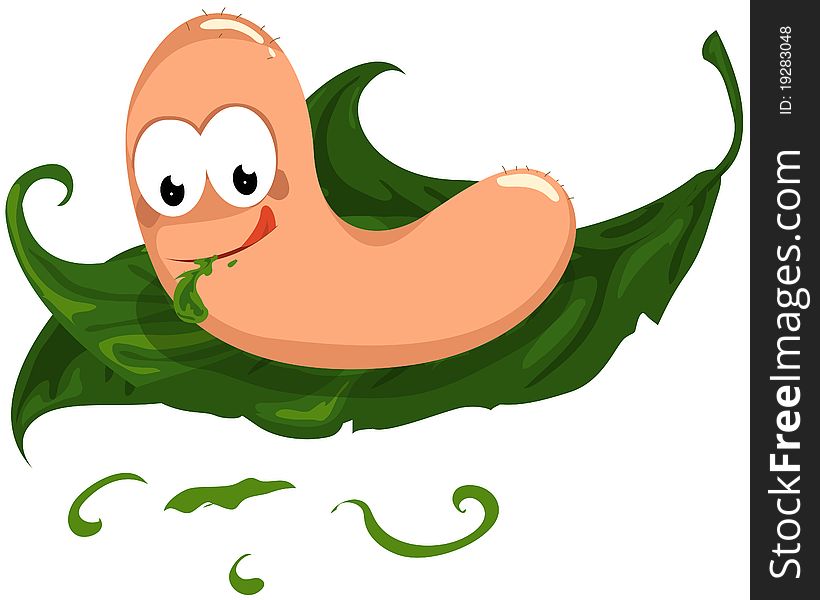 Illustration of isolated a worm on a leaf