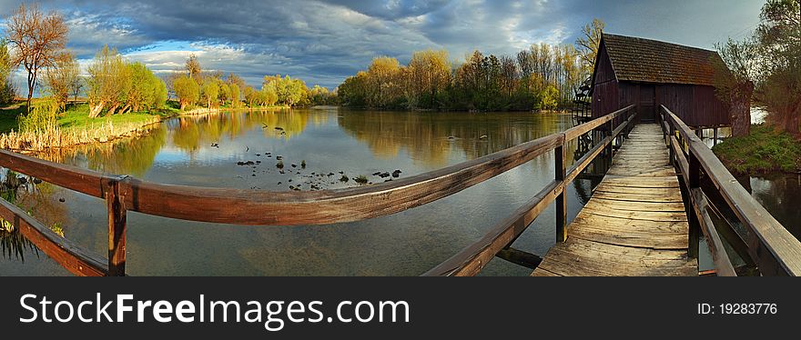 Stock Photo: Spring Landscepe With Watermill