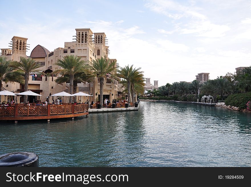 Clouds and lake at Madinat Jumeirah dubai uae. Clouds and lake at Madinat Jumeirah dubai uae