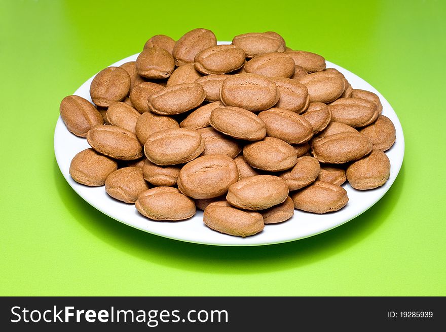The photo shows biscuits Coffee bean