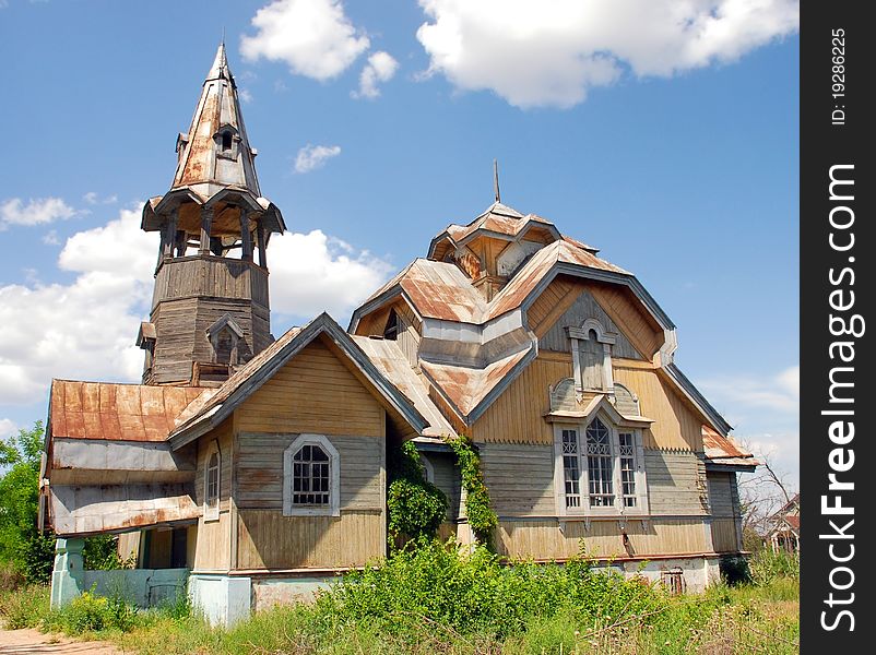 Old neglected wooden house in Russian style. Old neglected wooden house in Russian style