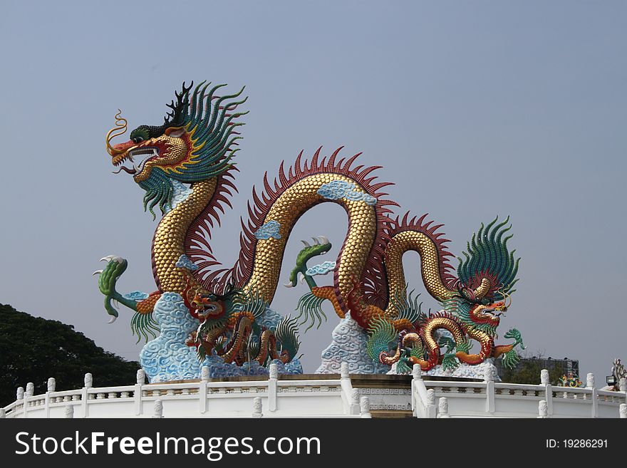 Beautiful dragon with sky in thailand