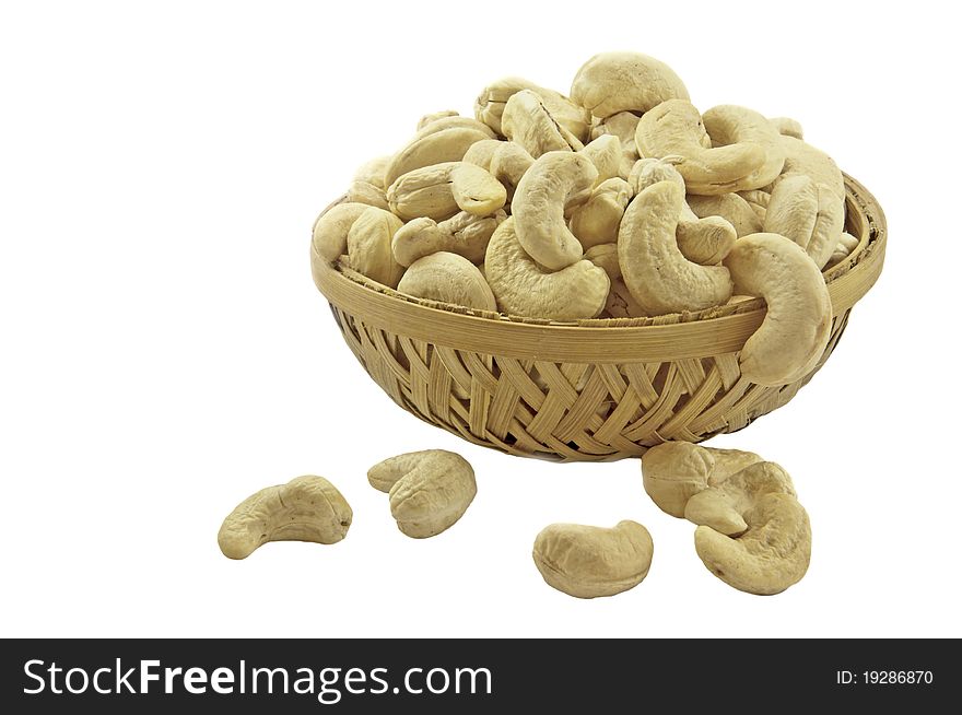 Basket full of cashew nuts. Basket full of cashew nuts