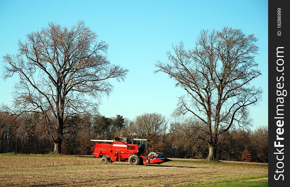 Red Combine Tractor