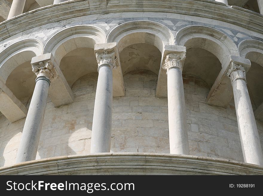 The beautiful colonnade of white marble