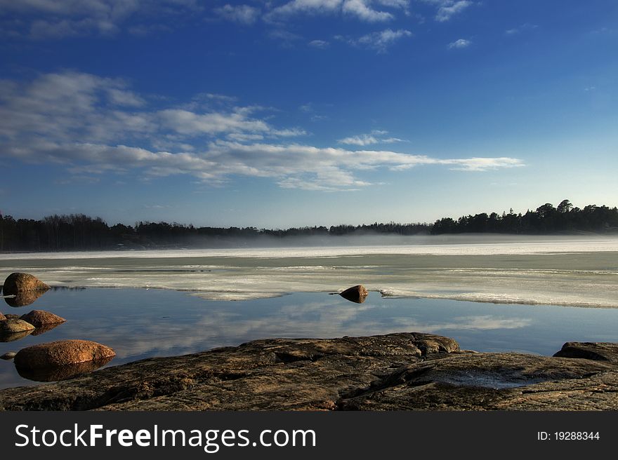 The ice is melting and the sun is shining in the finnish archipelago. The ice is melting and the sun is shining in the finnish archipelago.