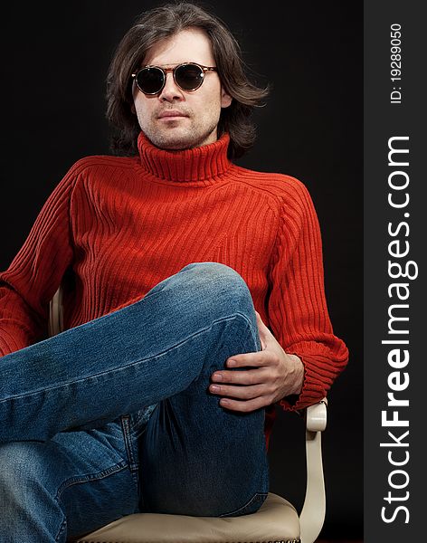 Long hair man wearing sunglasses