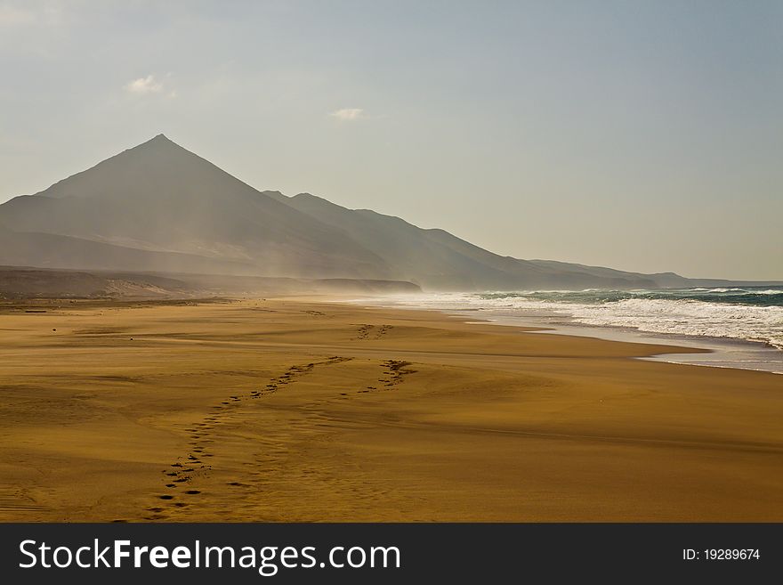 Wind blowing from the ocean on the golden beach. Wind blowing from the ocean on the golden beach.