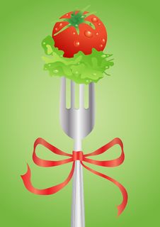 Fresh Red Tomato And Salad On A Fork Royalty Free Stock Image Fresh Red Tomato And Salad On A Fork Royalty Free Stock Image