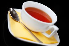 Tea Cup And Tea Spoon On Black Background Stock Photo Tea Cup And Tea Spoon On Black Background Stock Photo