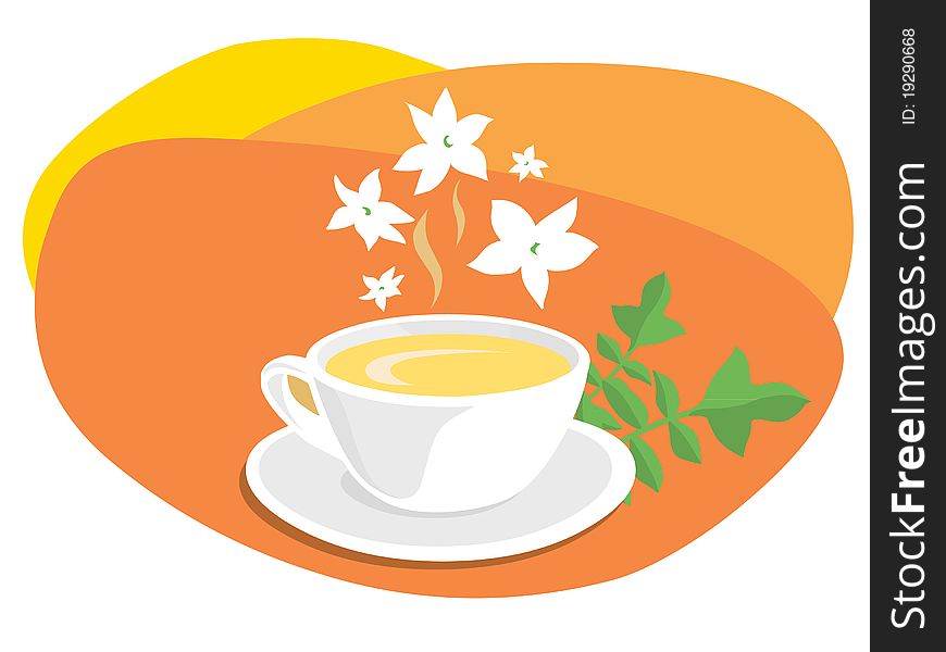 Cup of herbal teaa smelling jasmin