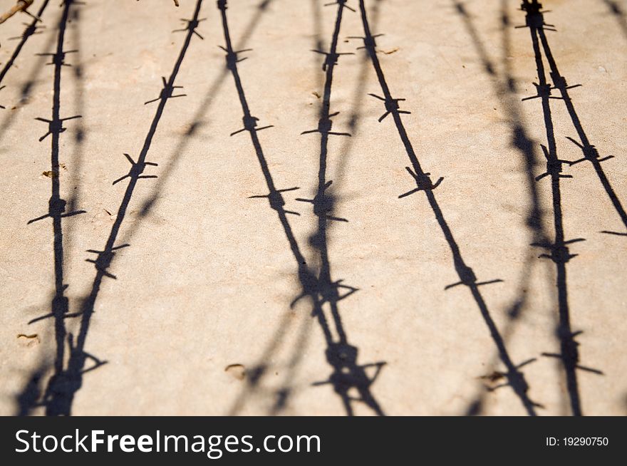 Dark metal barbed wire shade