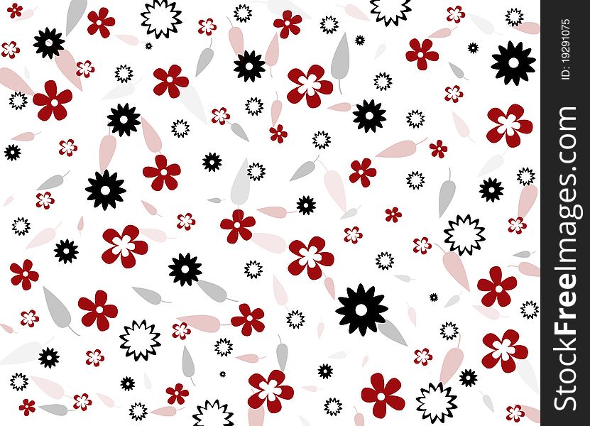 Retro flowers on a white background