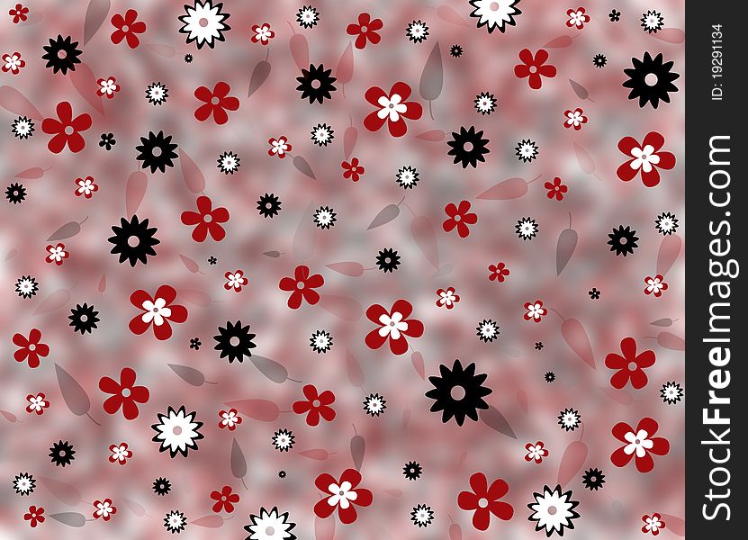 Background with red and black flowers. Background with red and black flowers