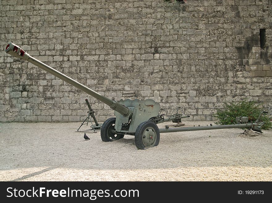 Old cannon in Budapest Citadel. Hungary