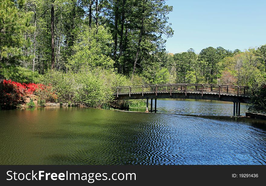 Bridge crossing over to additional gardens at Callaway Gardens. Bridge crossing over to additional gardens at Callaway Gardens