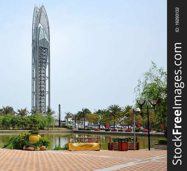 Lake and tower,Was taken in April 2011, Shenzhen, China.