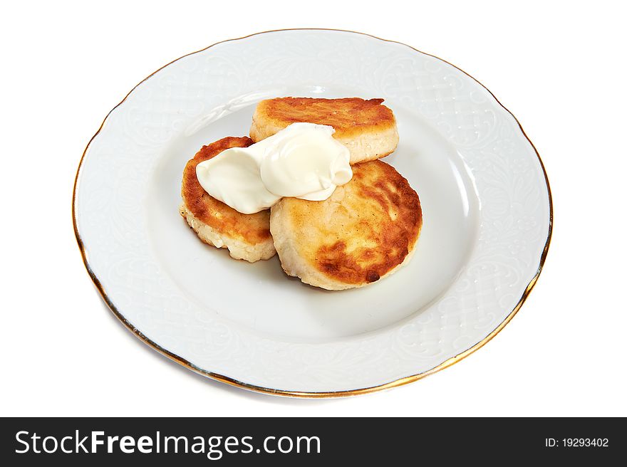 Cheesecakes with sour cream isolated