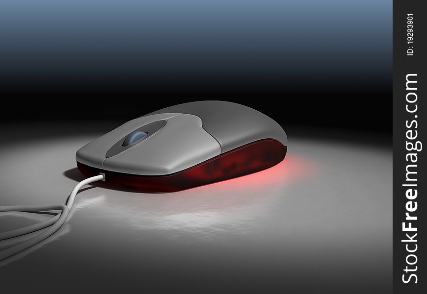 Computer mouse in 3d with background