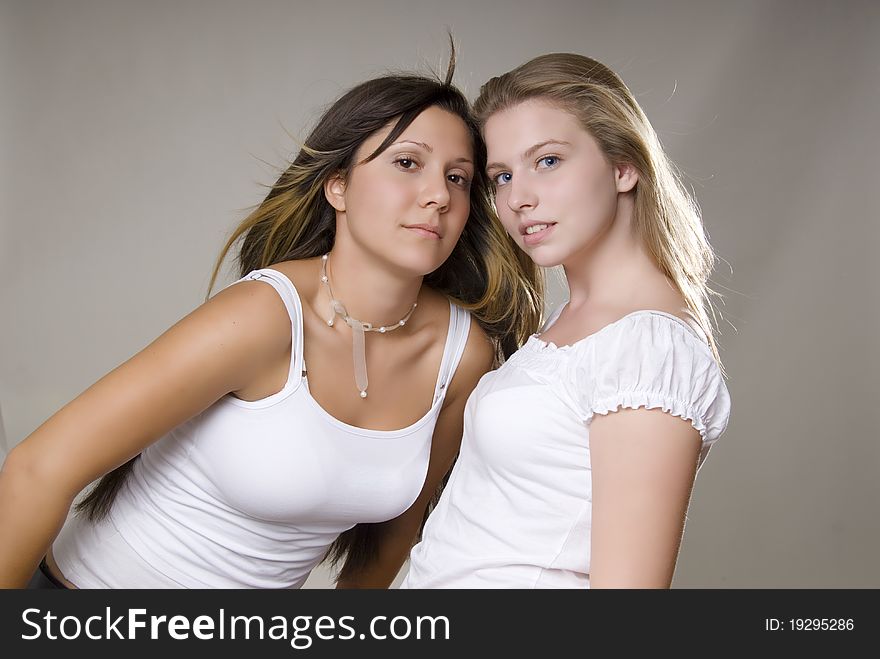 Nice teenager on white dress with good face. Nice teenager on white dress with good face