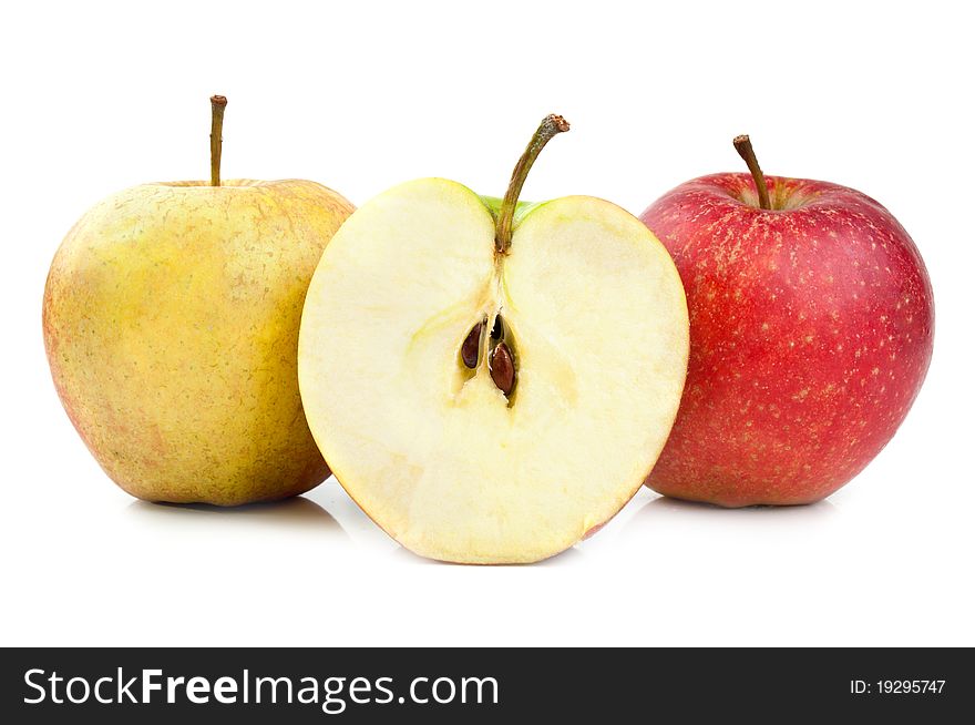 Yellow and red apple isolated on a white background