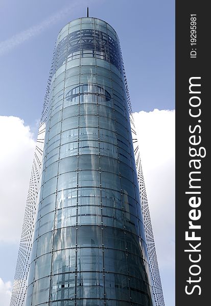 Curved glass exterior of the Urbis Building in Manchester, UK. That dominates the skyline. Curved glass exterior of the Urbis Building in Manchester, UK. That dominates the skyline