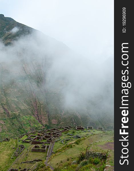 The picture of the Incas livings near Pisac, Peru