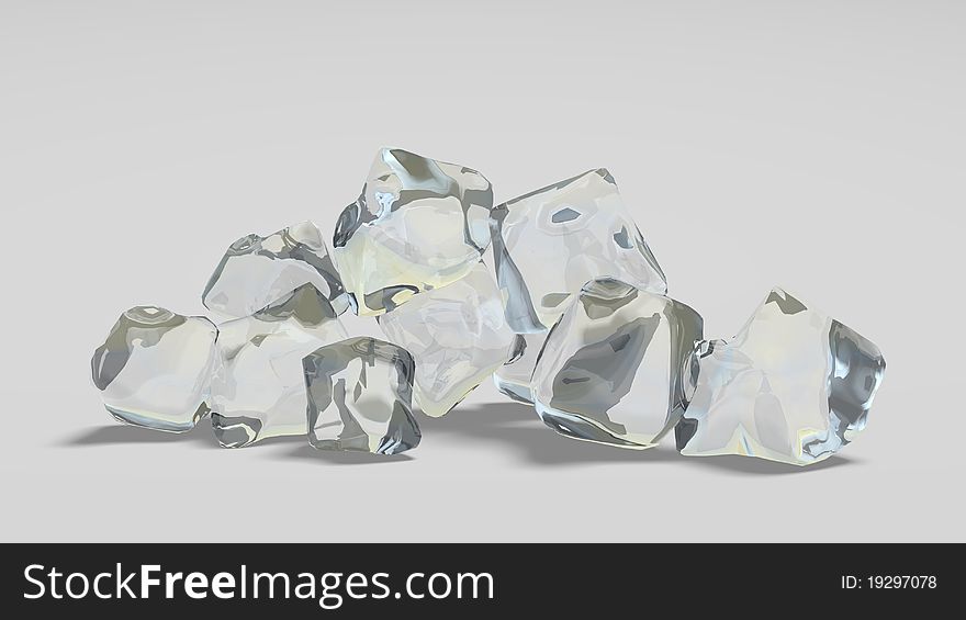 A heap of ice cubes isolated on white