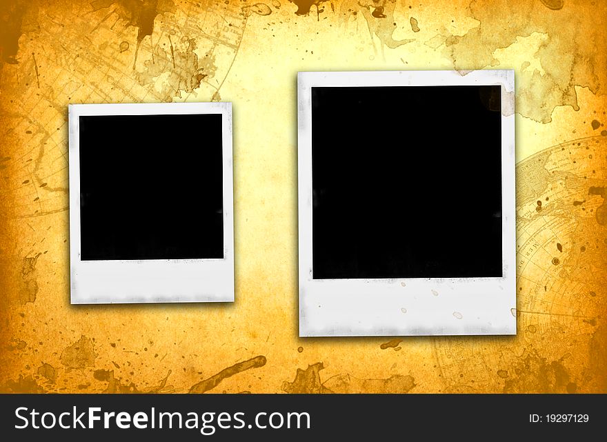 Classic instant photo frames on old vintage paper background. Classic instant photo frames on old vintage paper background