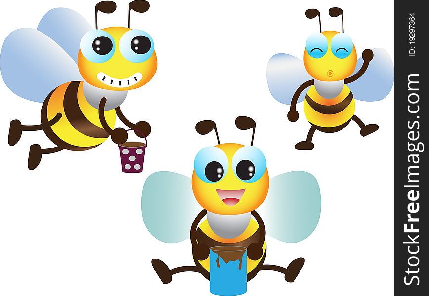 Illustration of bee cartoon collection