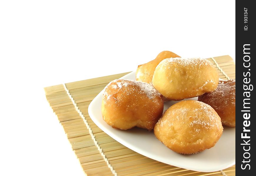 Donuts on white plate isoleted on white background