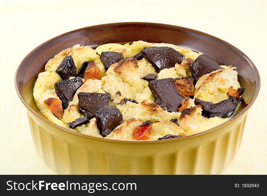 Bread pudding made with french bread, try adding chocolate chunks and dried apricots to this comfort food. Bread pudding made with french bread, try adding chocolate chunks and dried apricots to this comfort food.