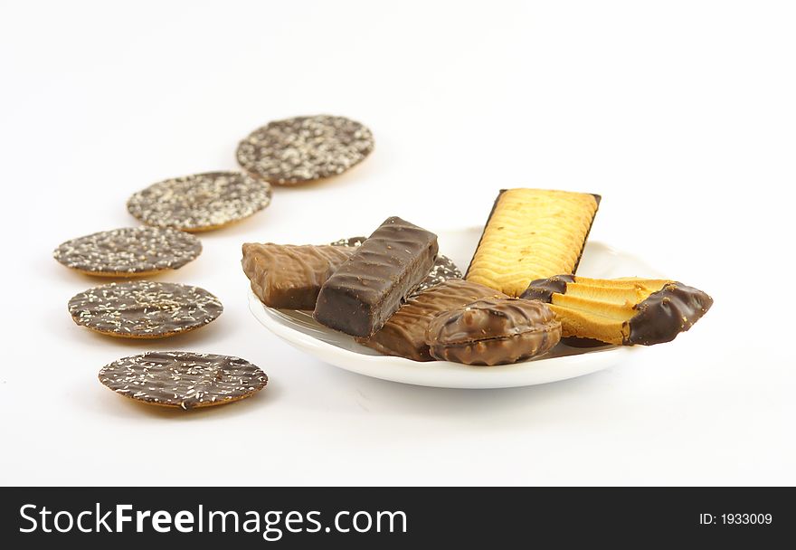 A variety of chocolate and cookies