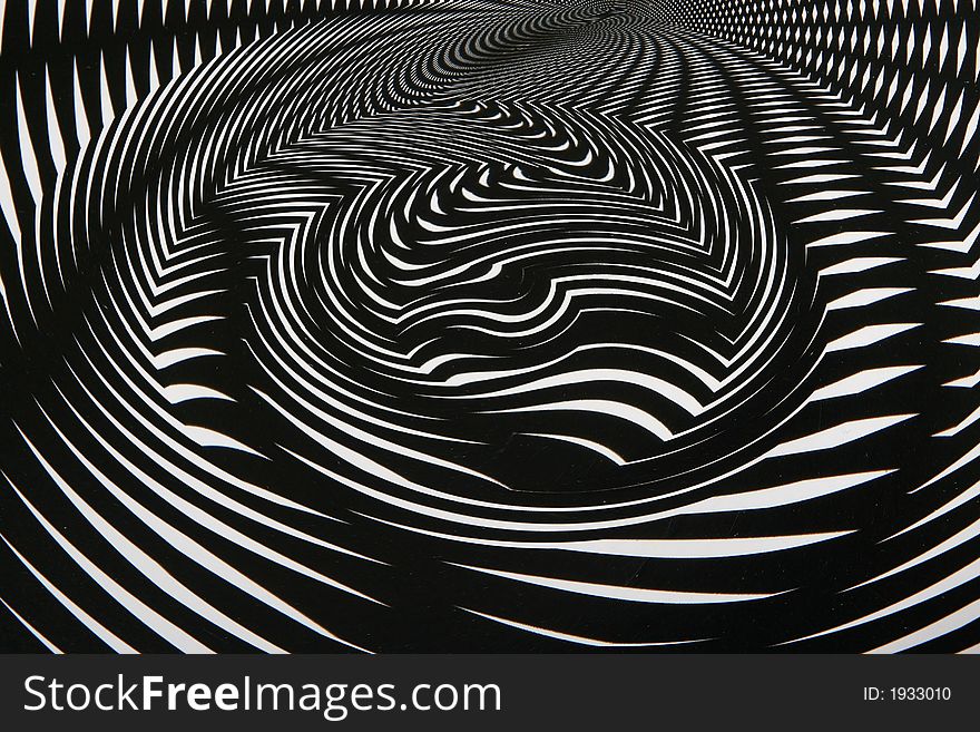 Image of a black and white pattern twisted. Image of a black and white pattern twisted