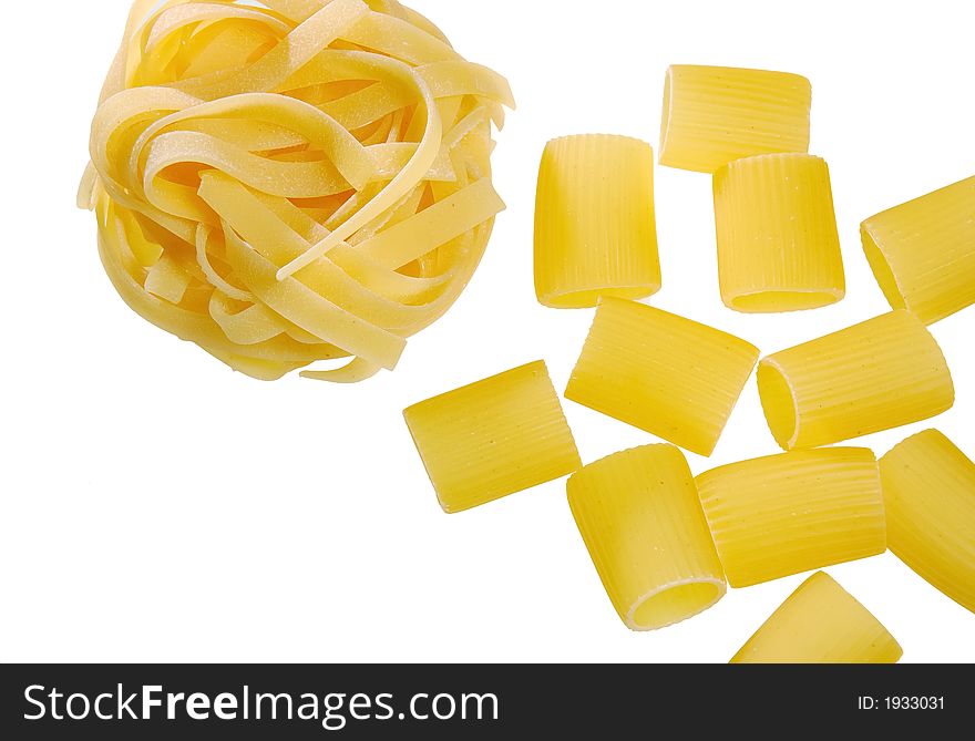 Italian pasta: tagliatelle and macaroni