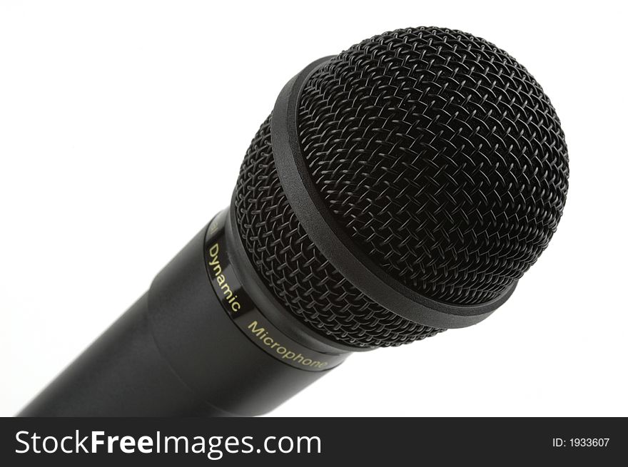 Close-up of a microphone on a white background. Close-up of a microphone on a white background.