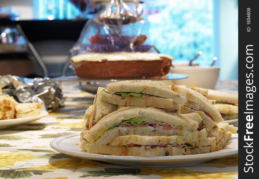 Traditional sandwiches used for an English high teaparty