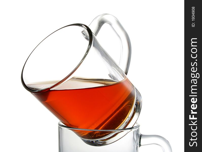 Glass with black tea, Isolated