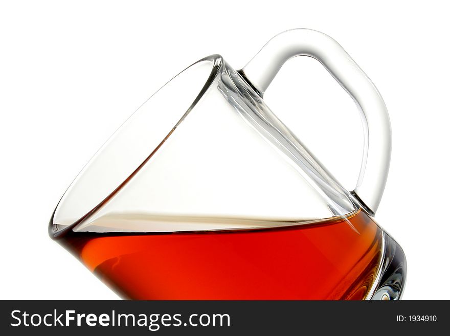 Glass with black tea, Isolated
