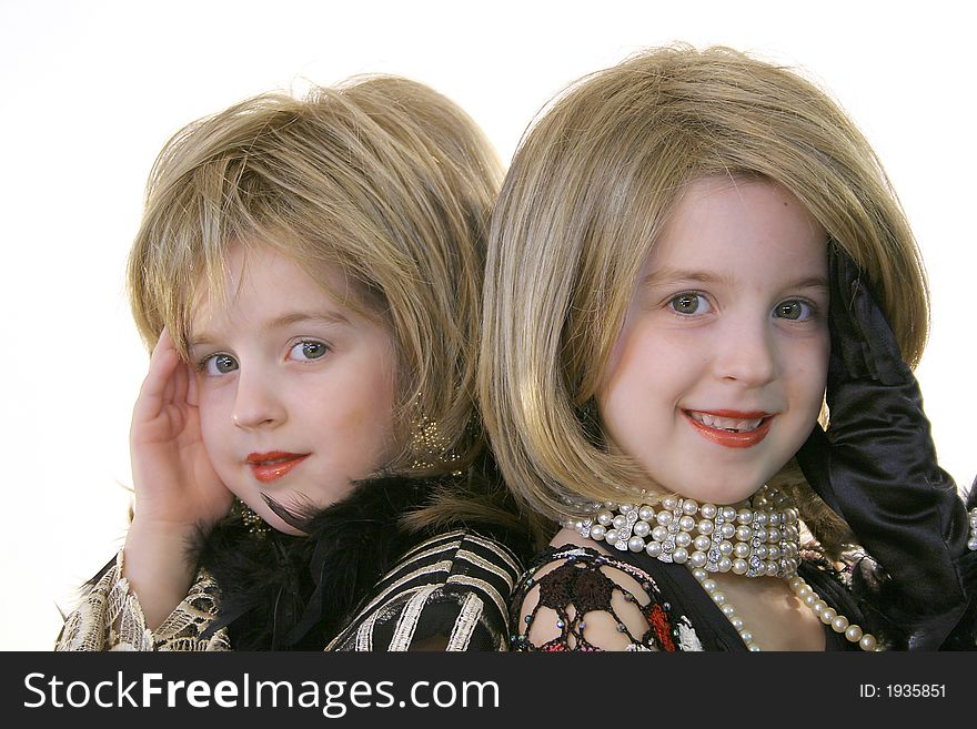 Twin Glamour Models With Wigs