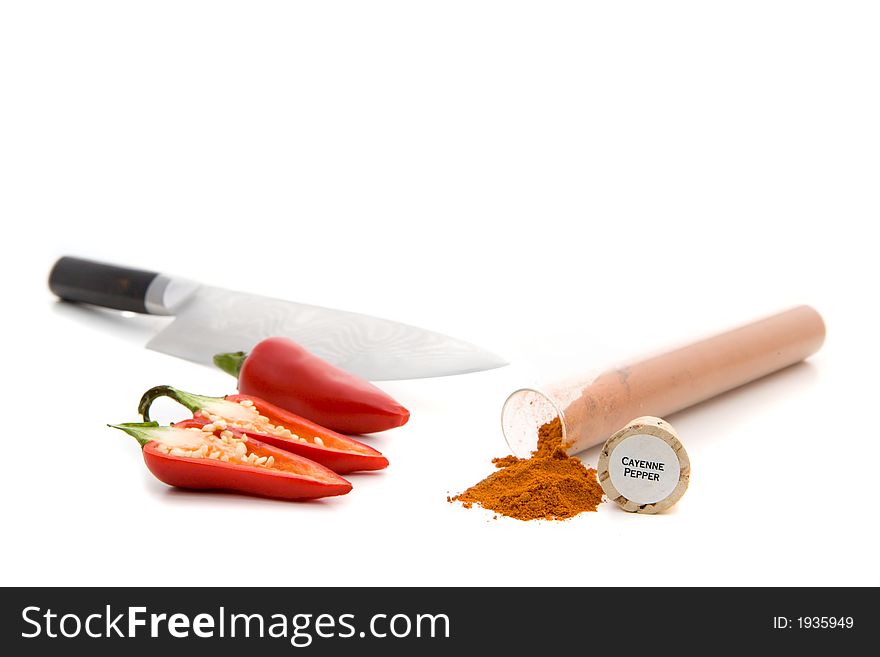 Fresh Chile Peppers with dried Cayenne pepper. Part of fresh herb and seasoning series. Fresh Chile Peppers with dried Cayenne pepper. Part of fresh herb and seasoning series