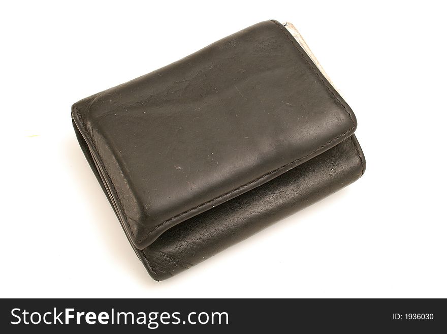 Shot of mans wallet on white angle